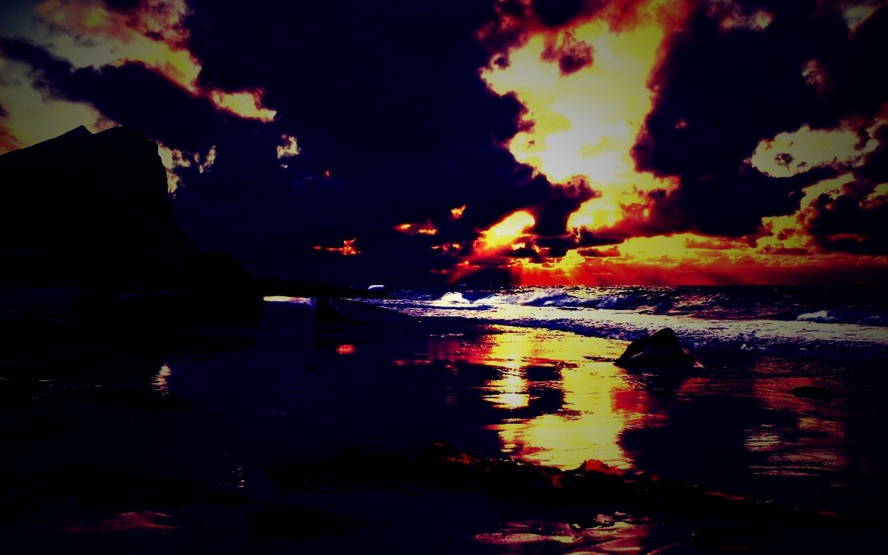 Океанский берег на закате обои