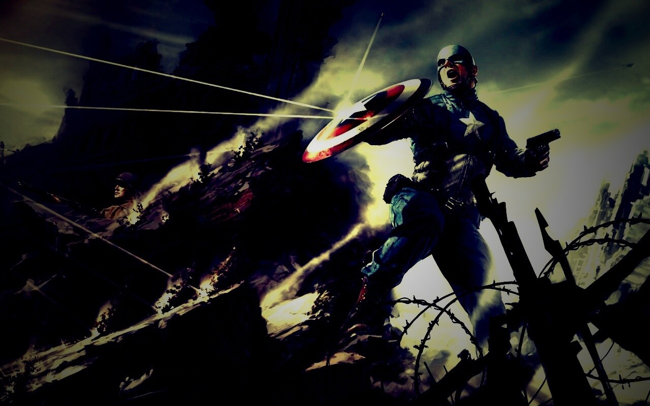 Капитан Америка на баррикадах обои