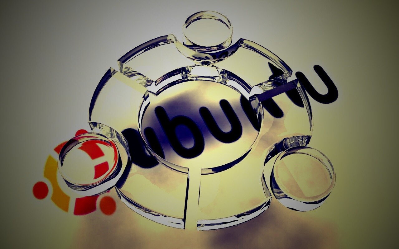 Стеклянный логотип ubuntu обои