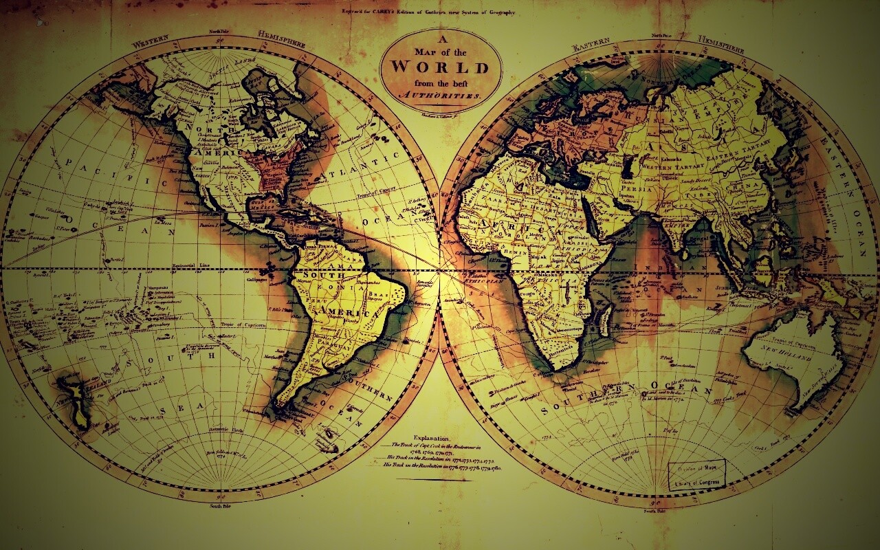 Старинная карта мира обои