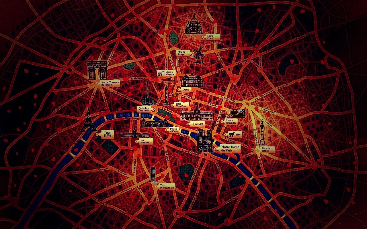 Карта Парижа обои