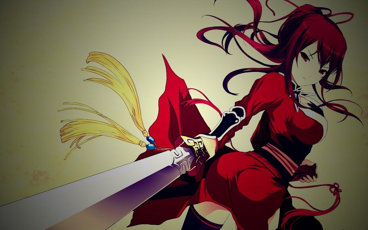 Рыжая девочка с мечем обои