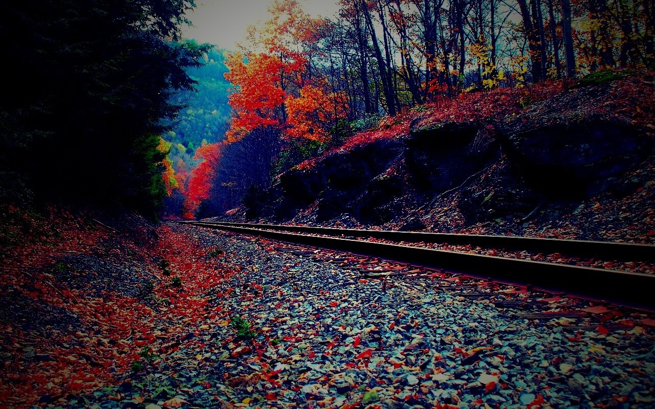 Железная дорога в скалистой местности обои