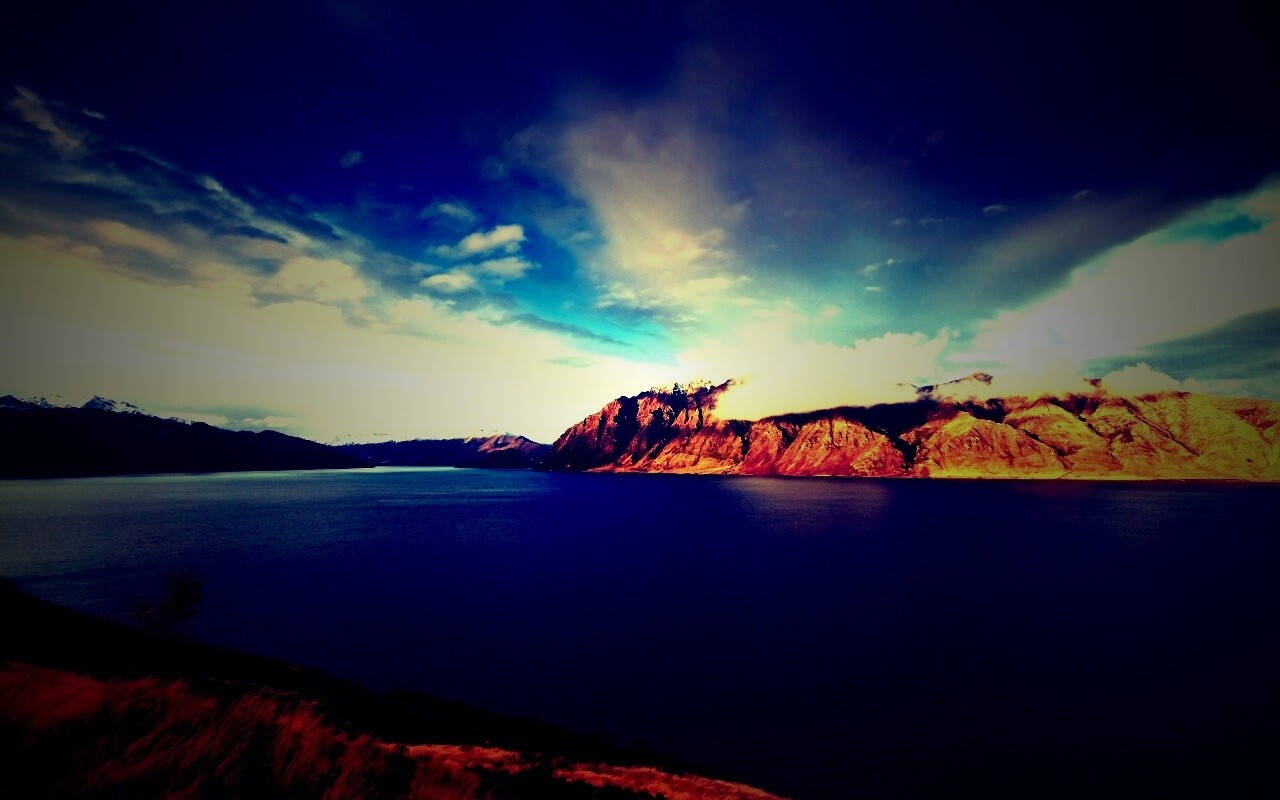 Живописная широкая река обои