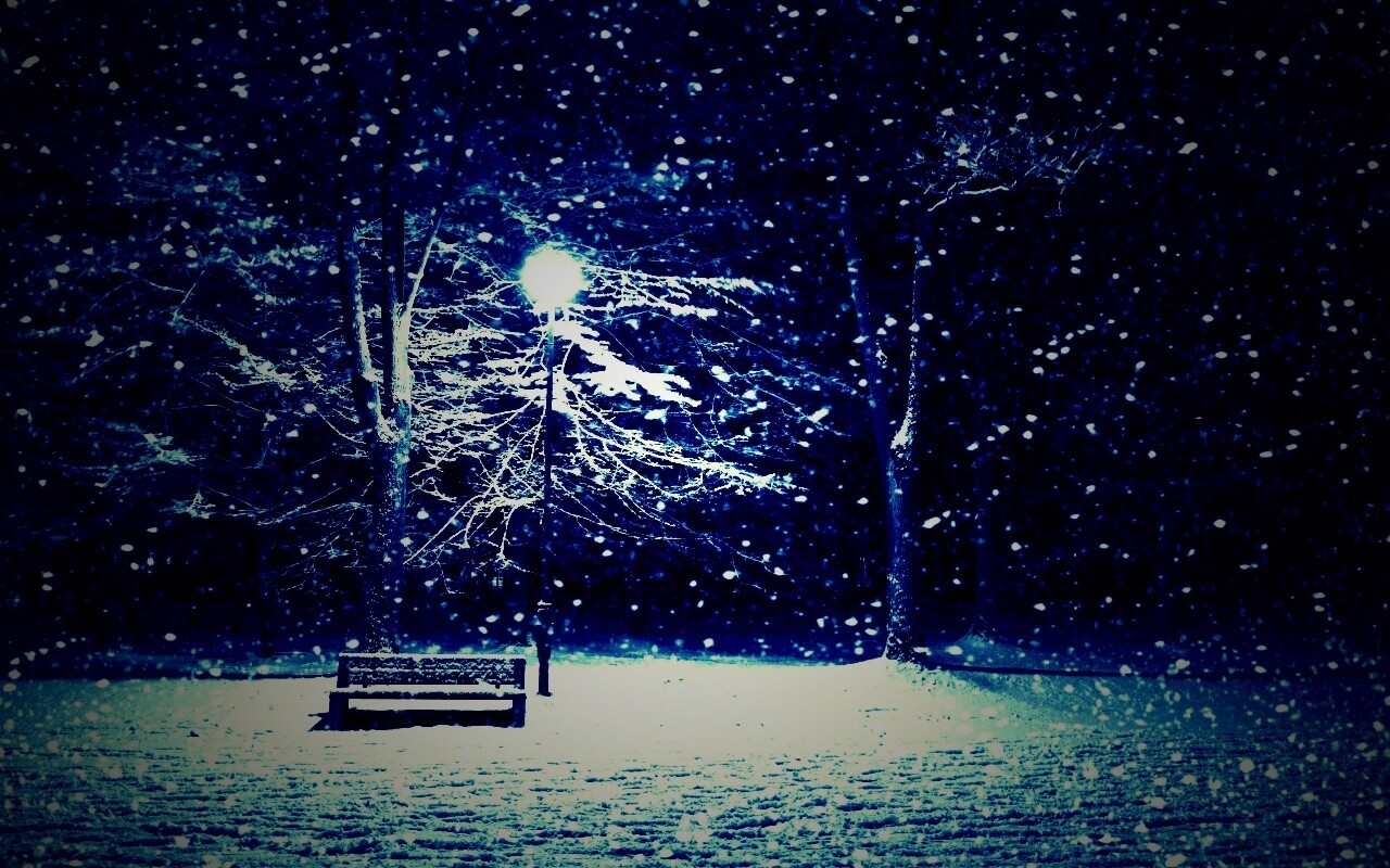 Ночь..улица..фонарь..скамейка.. обои