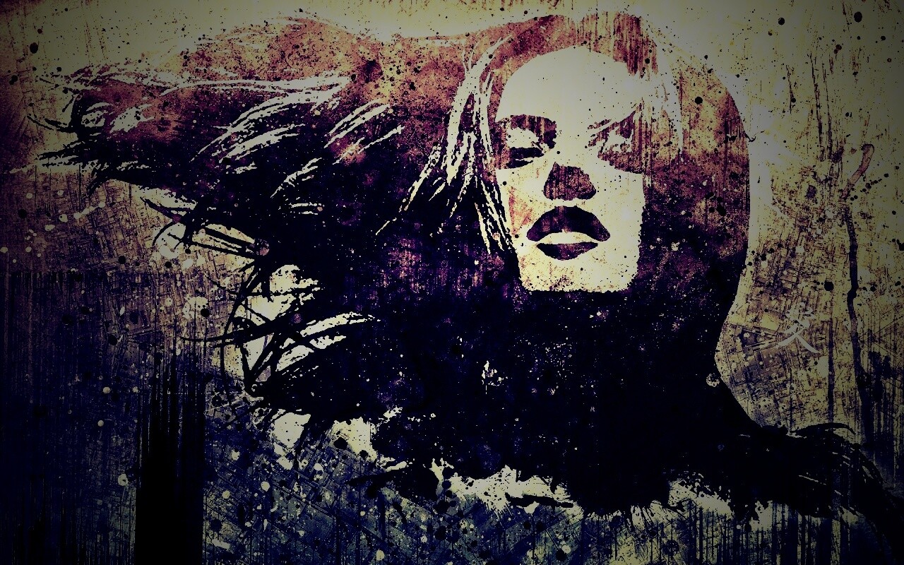 Стильный коллаж с девушкой обои