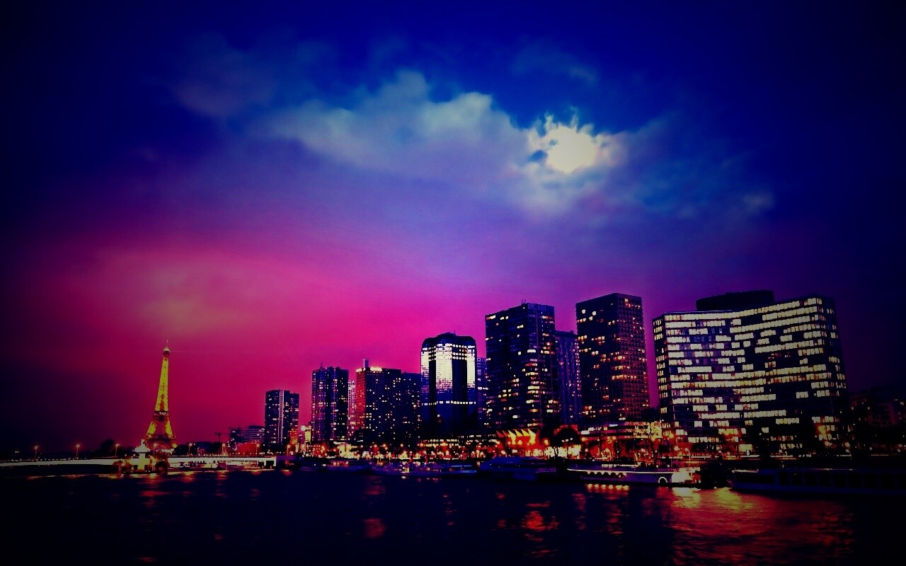 Вид на ночной Париж обои