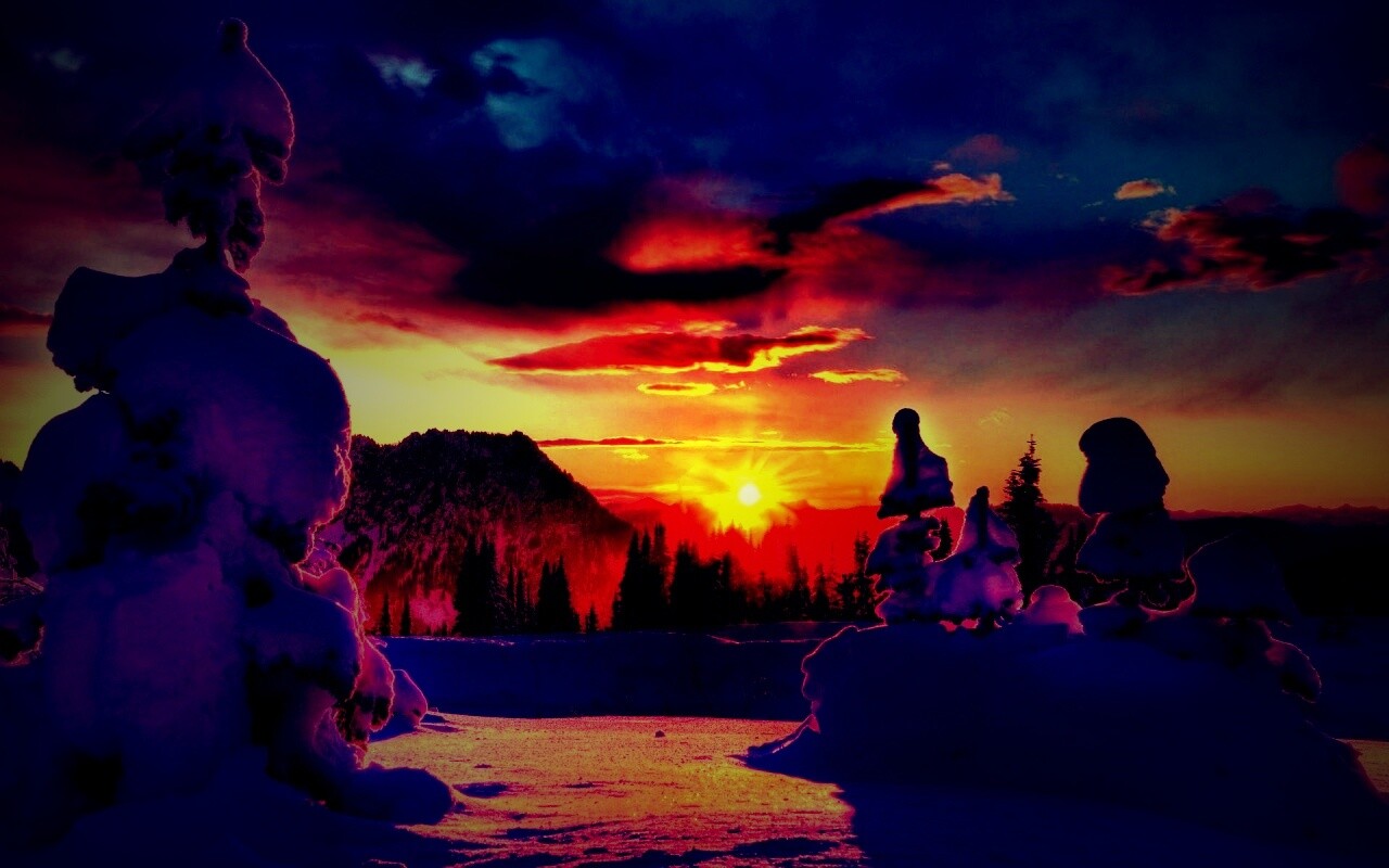 Зимнее солнце обои