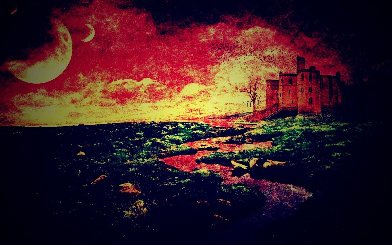 Старинный пейзаж с замком обои