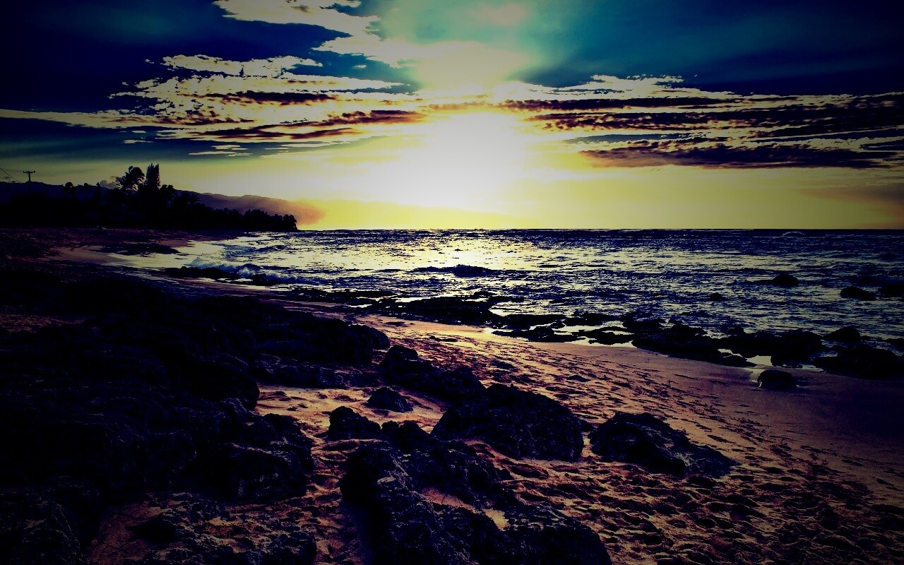 Закат на море обои