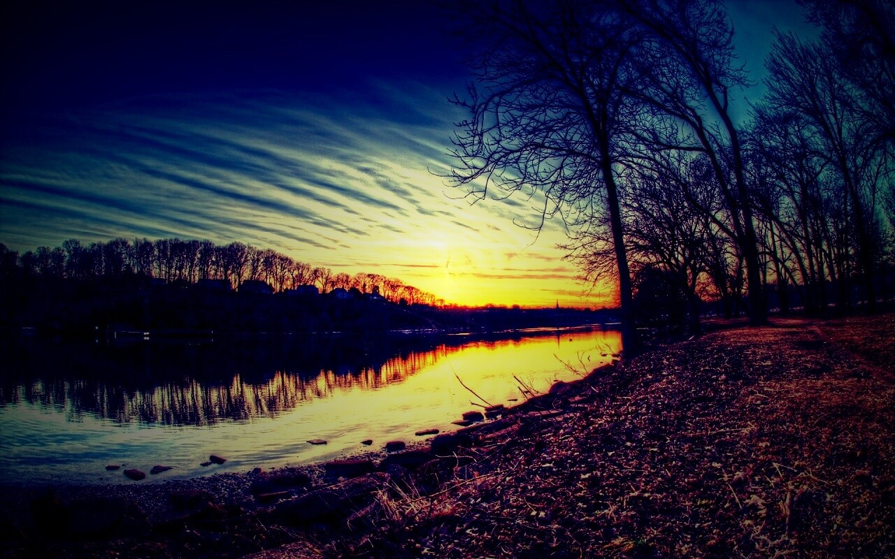 Осенний закат обои