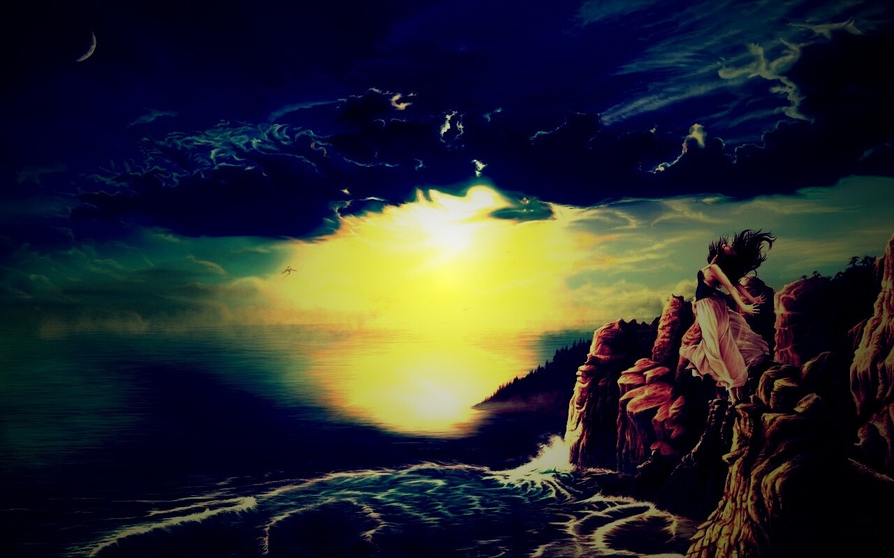 Прыжок с обрыва обои