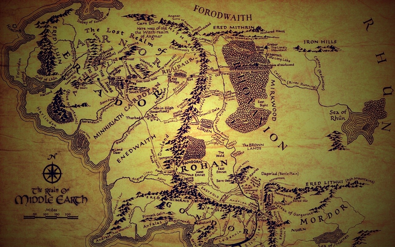 Карта Средиземья обои