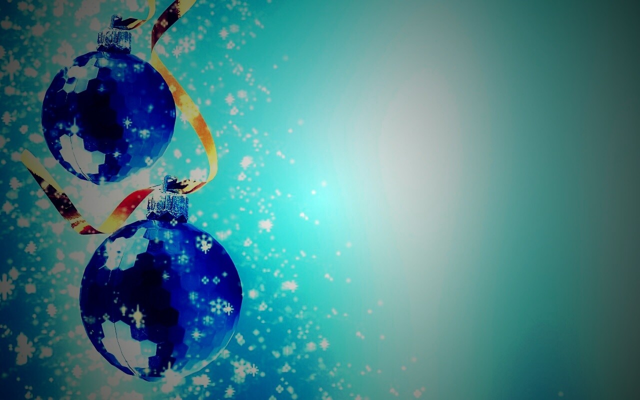 Синие новогодние шары обои