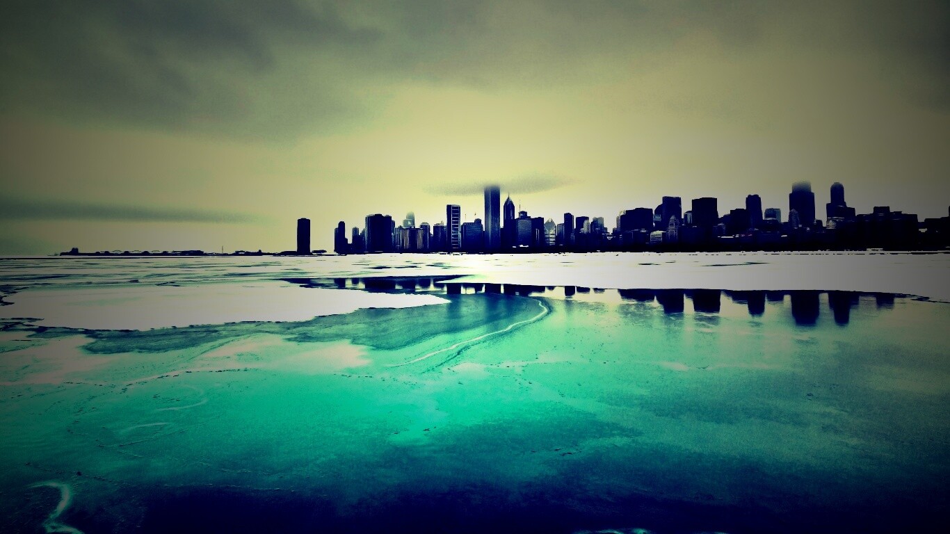 Зимний город обои