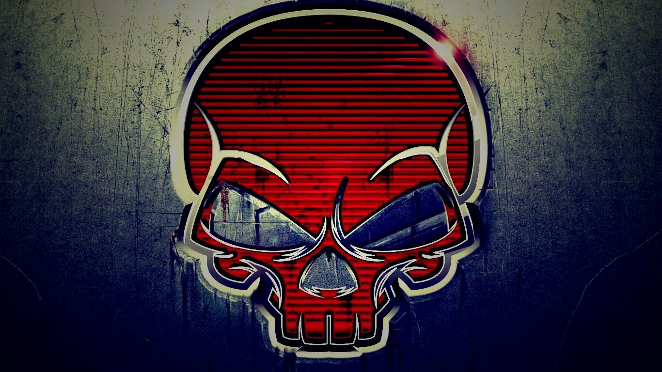 Красный череп лого обои