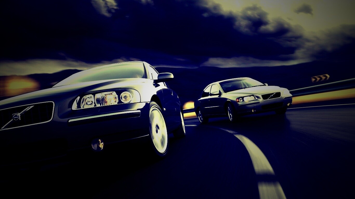 Два седана вольво на повороте обои