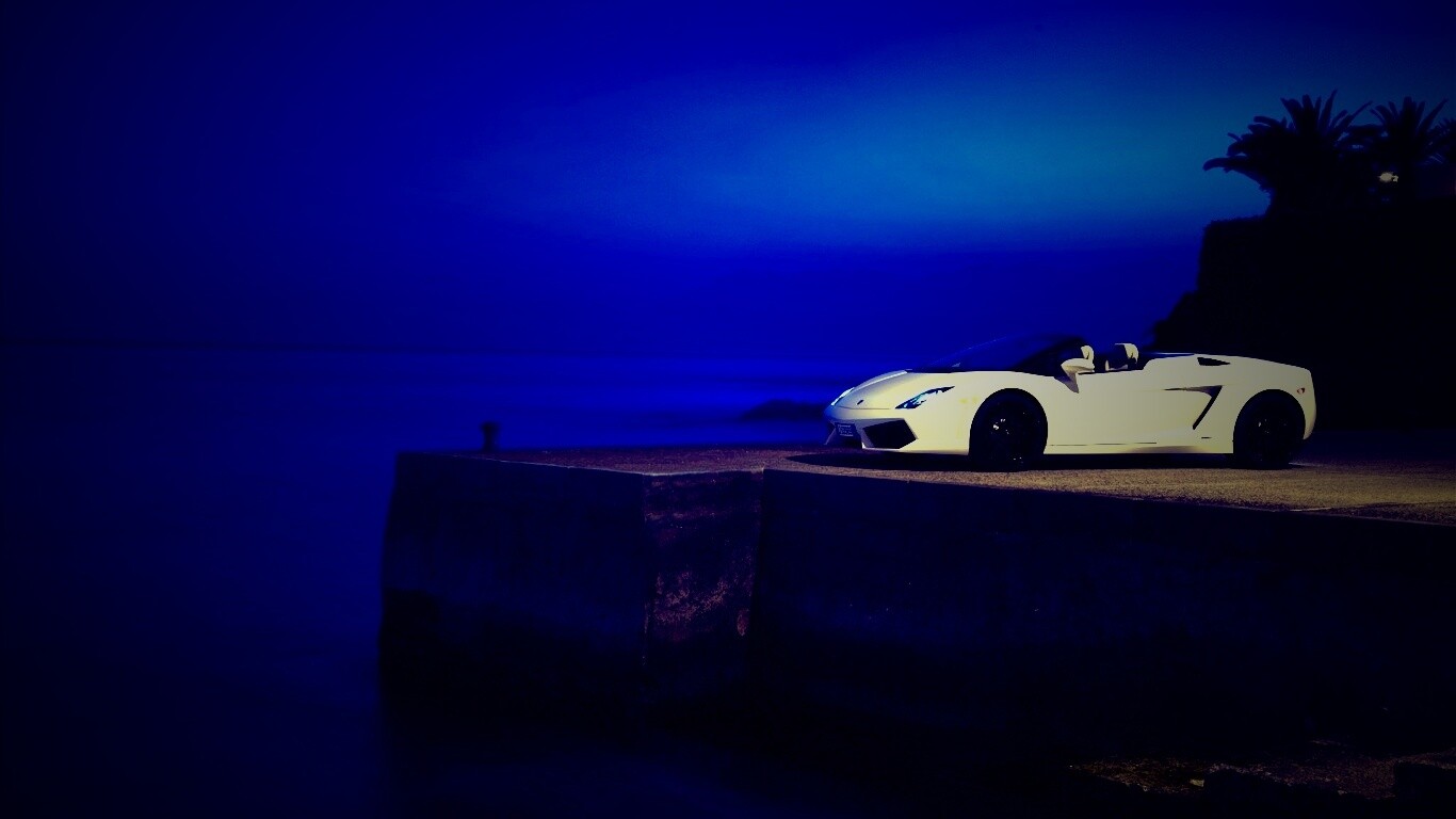 Белый кабриолет ламбо обои