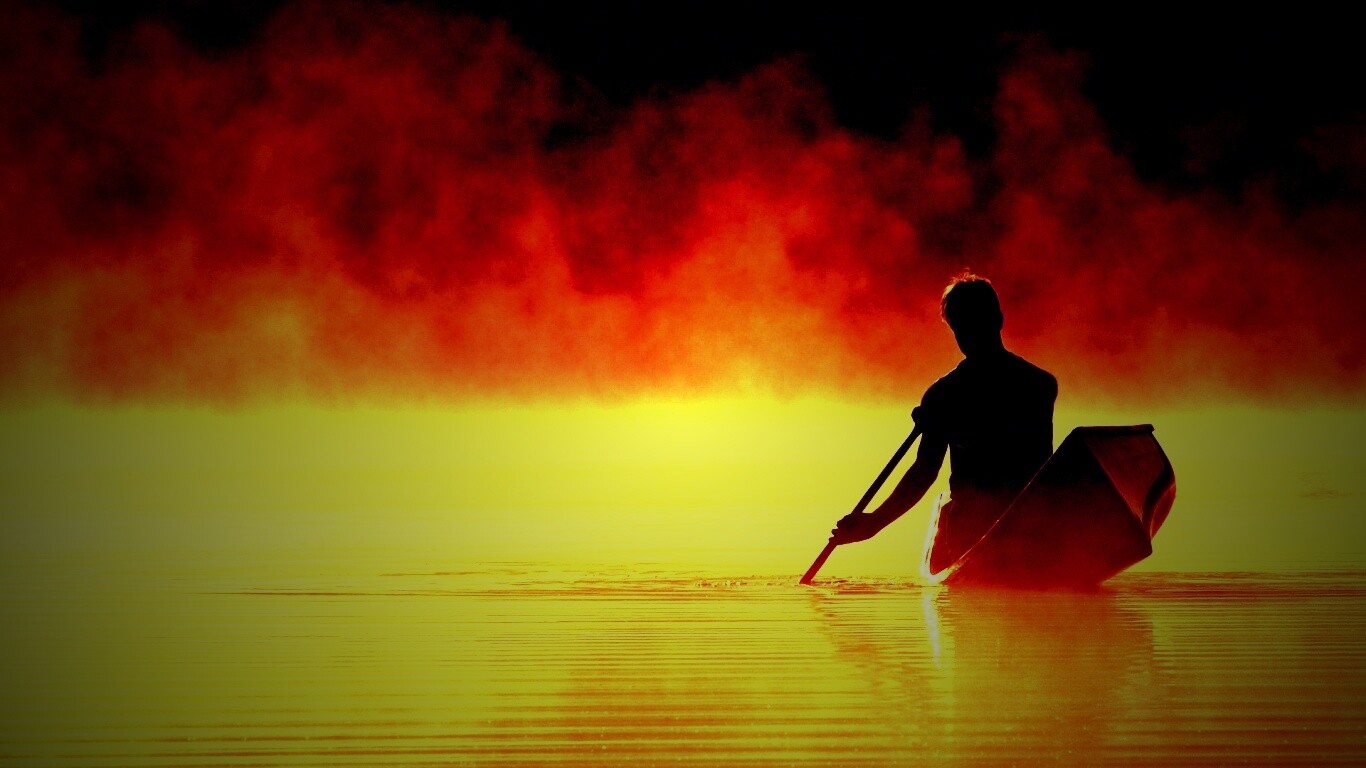 Один в лодке обои