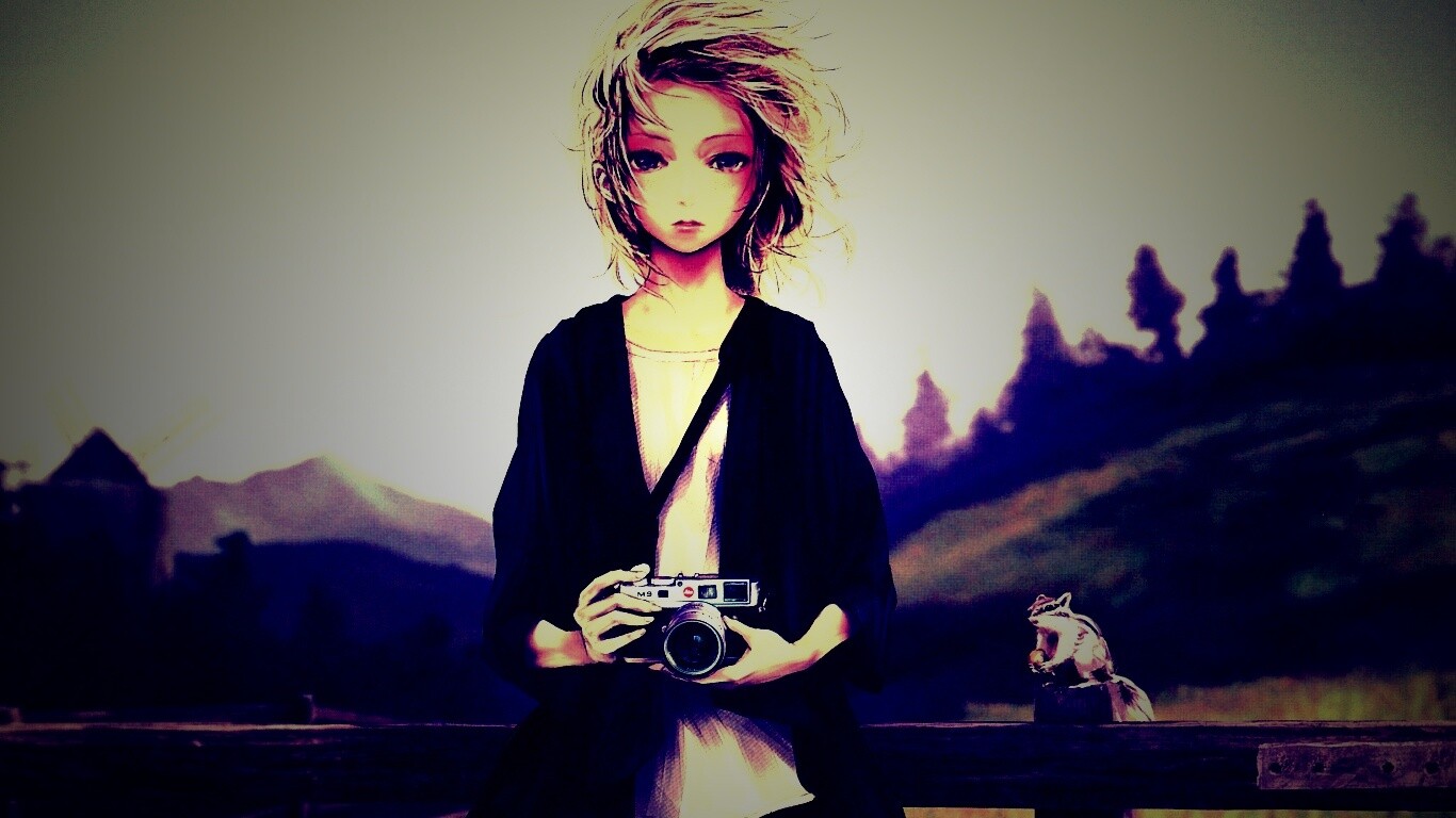 Девушка с фотоаппаратом обои