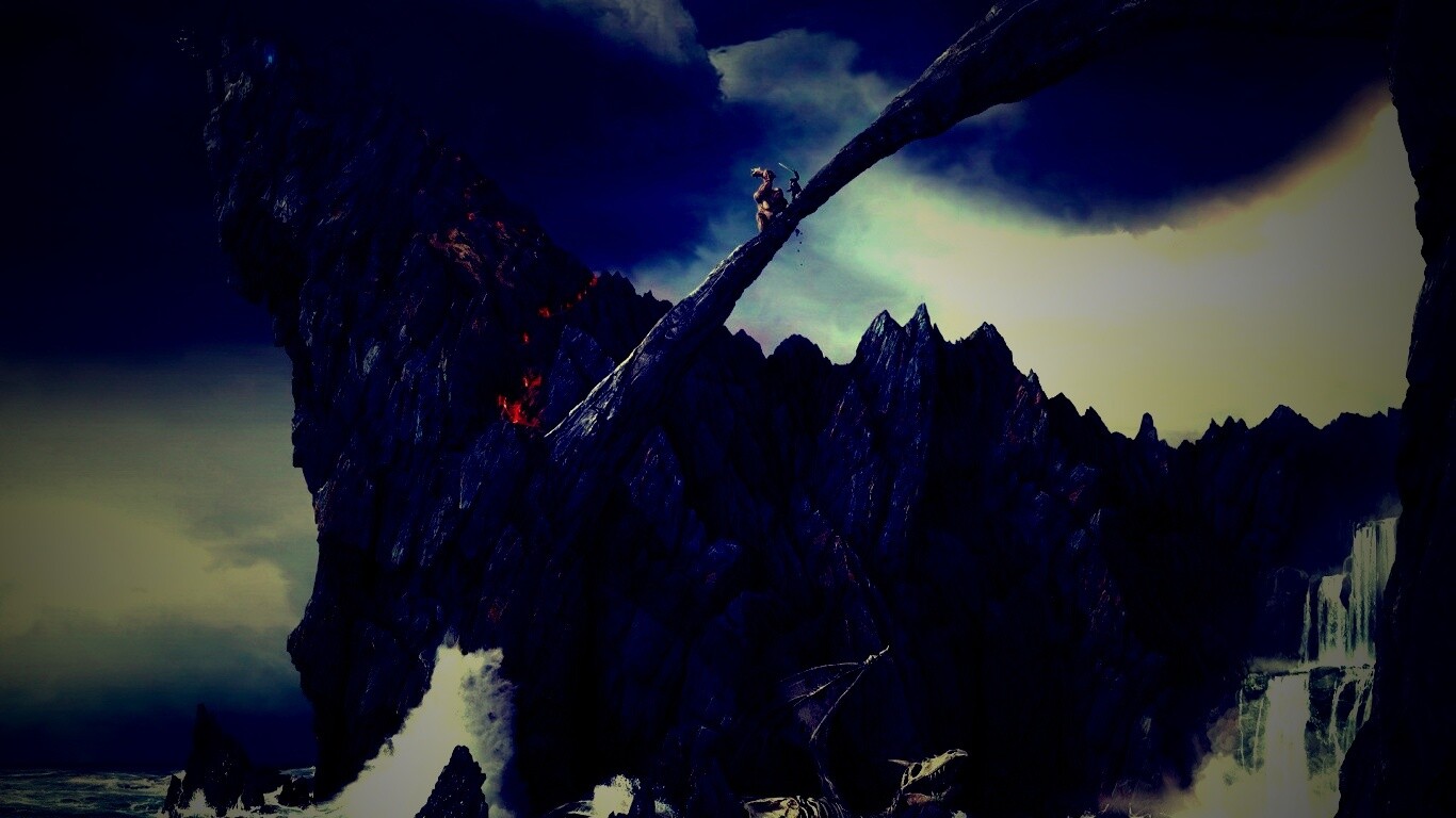 Бой на скале обои