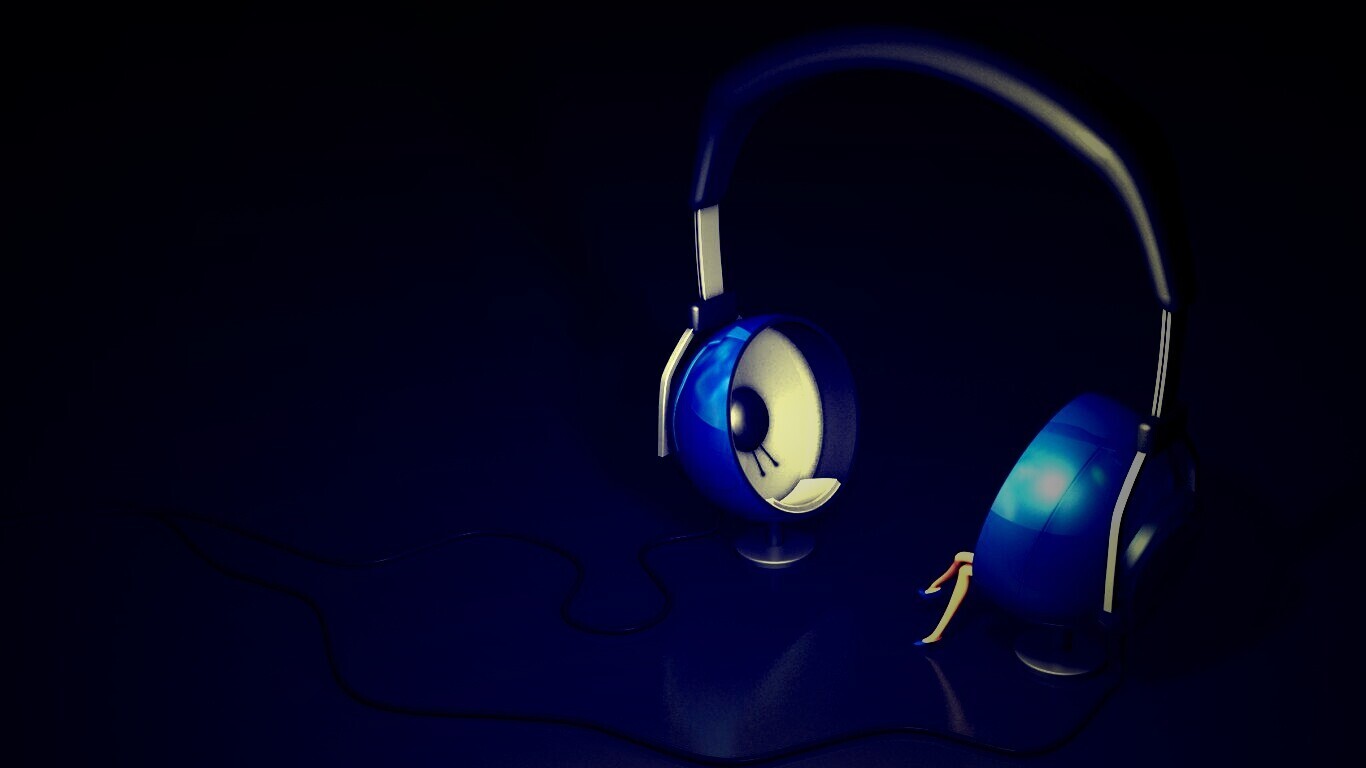 Девушка в наушниках обои