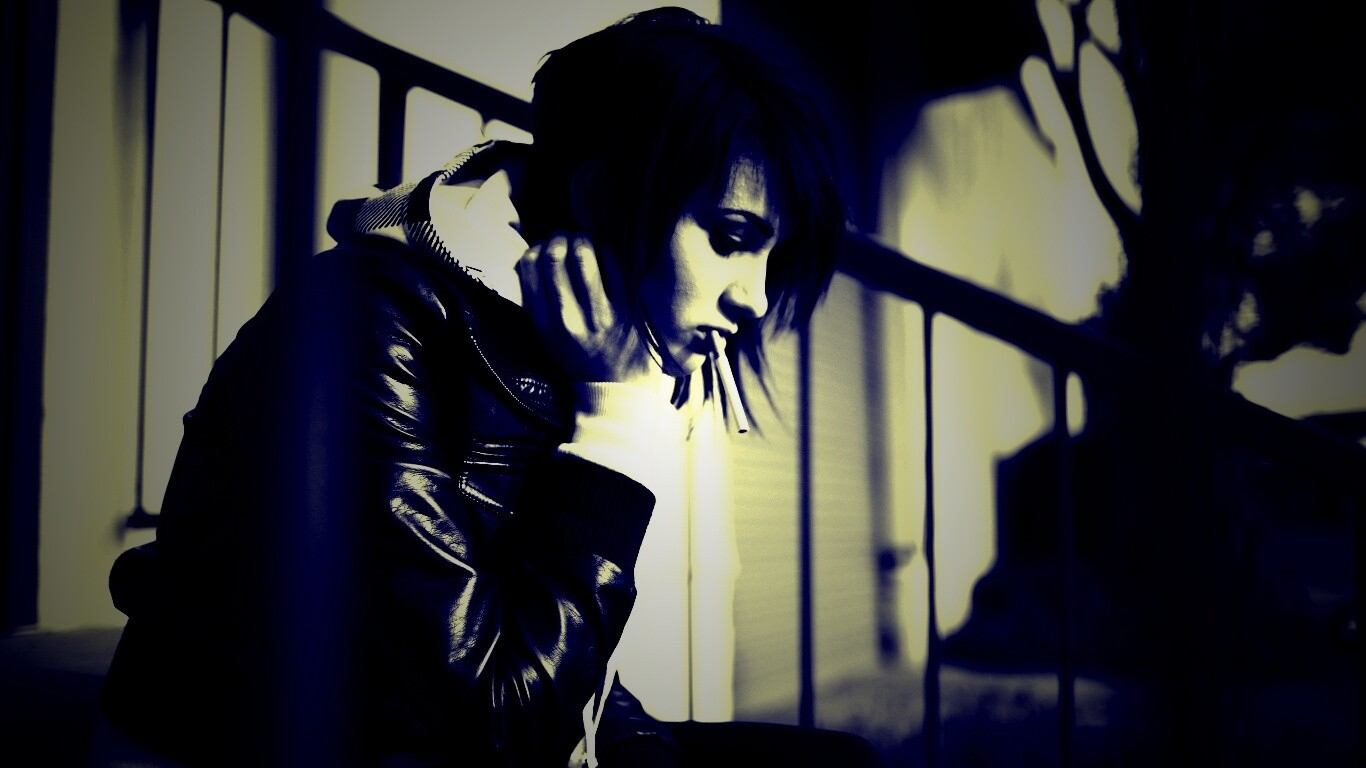 Девушка с сигаретой обои