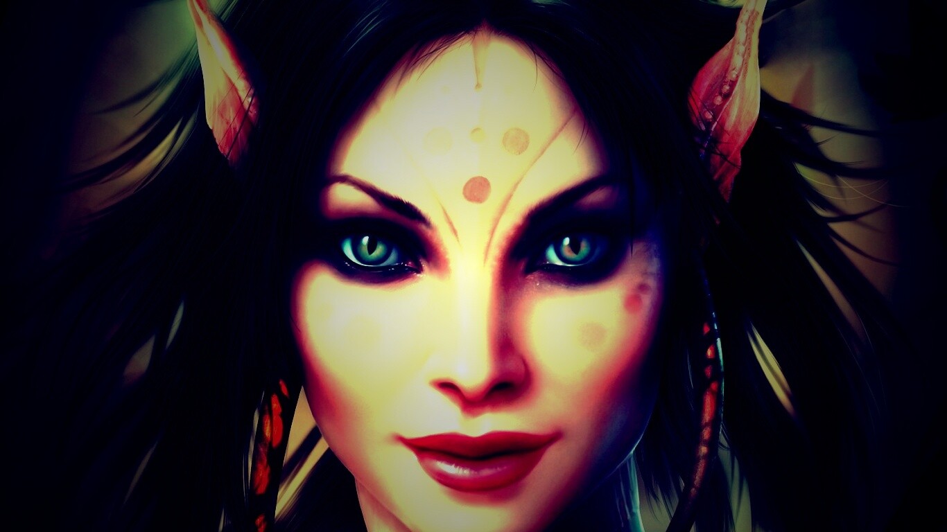 Эльфийка с кошачьими глазами обои