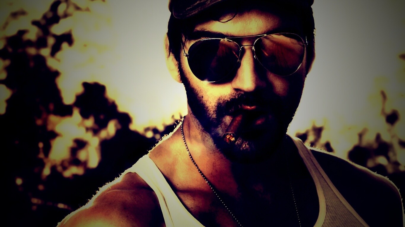 Суровый парень с сигарой обои