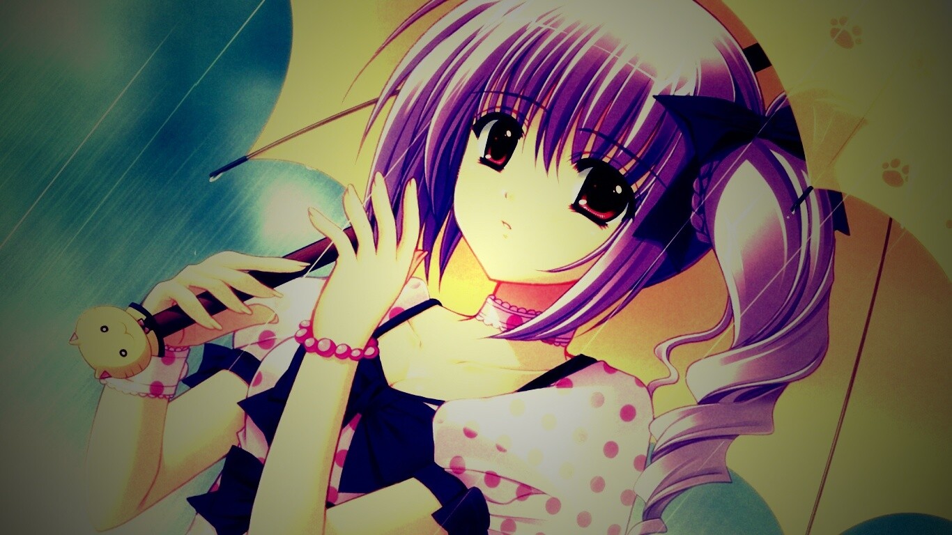 Девочка с зонтиком обои