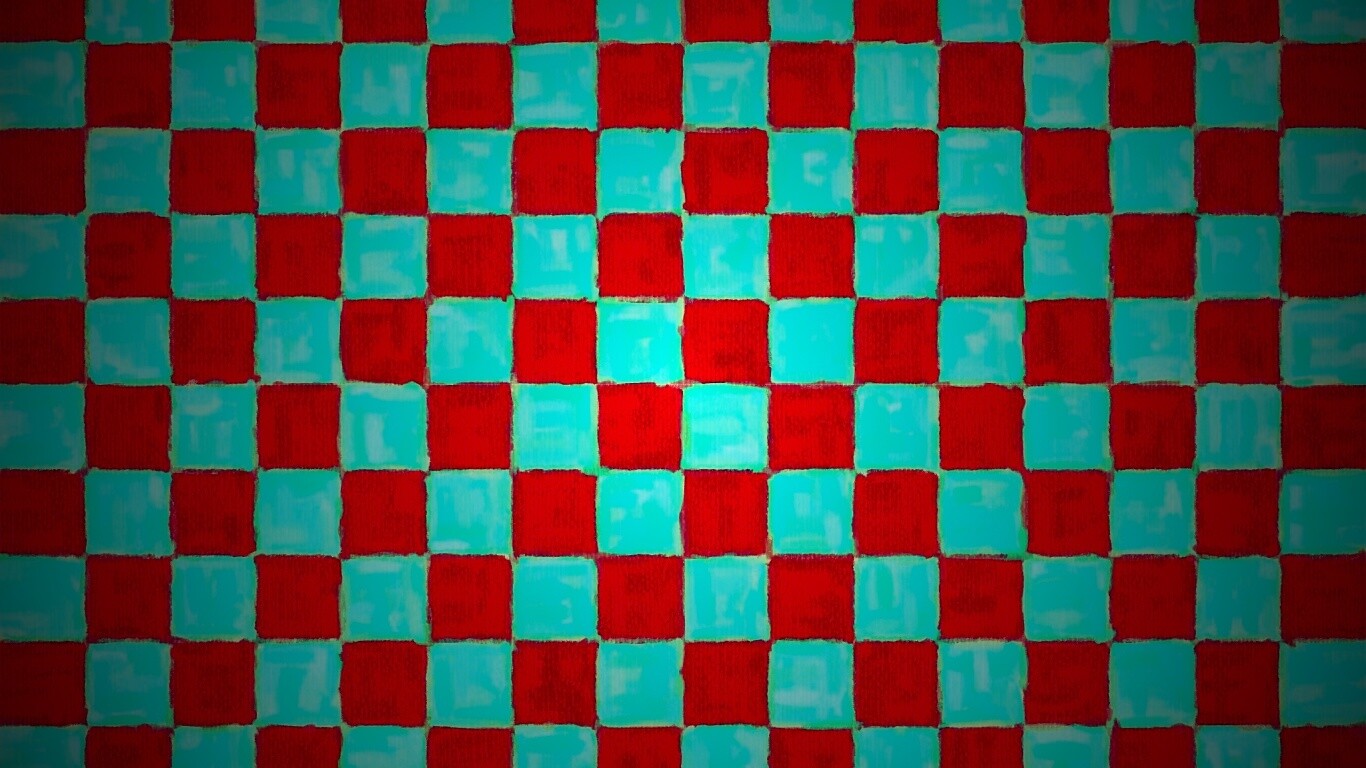 Рисованные красно-голубые клетки обои