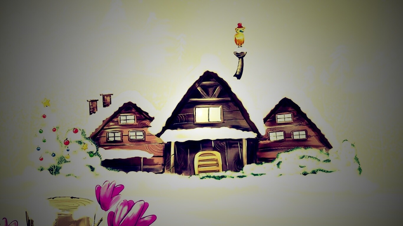 Деревня в новый год обои