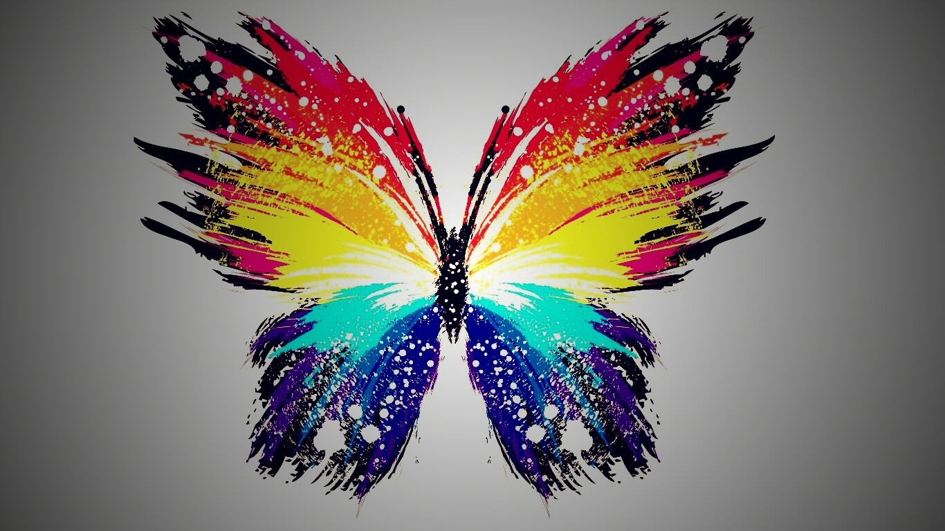 Нарисованная бабочка обои