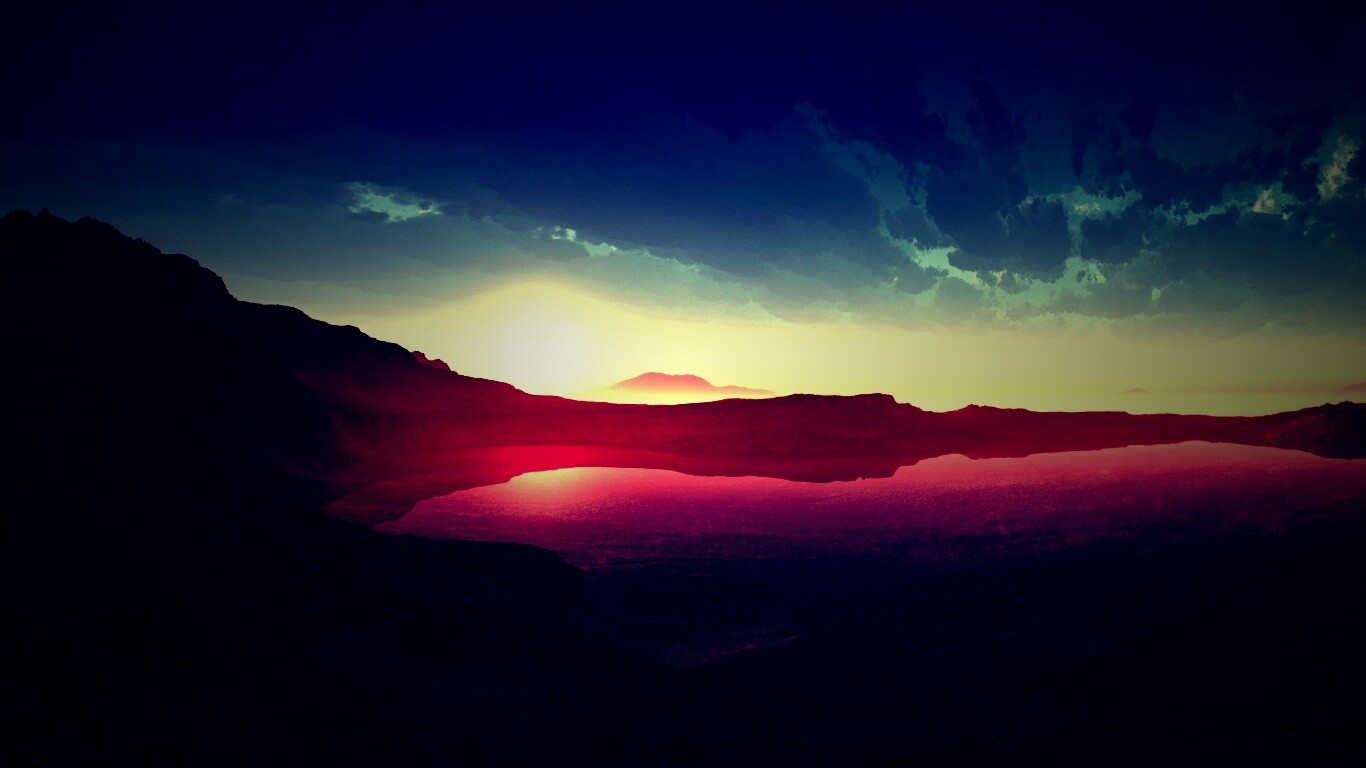 Озеро в каменистой пустыне обои