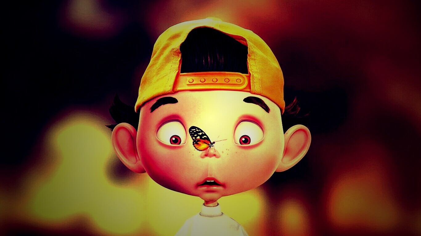 Бабочка на носу обои