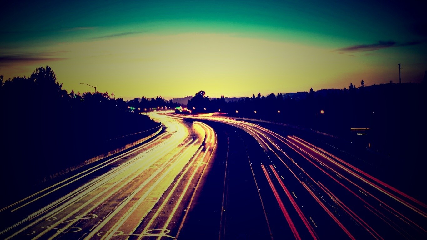 Автострада в огнях обои