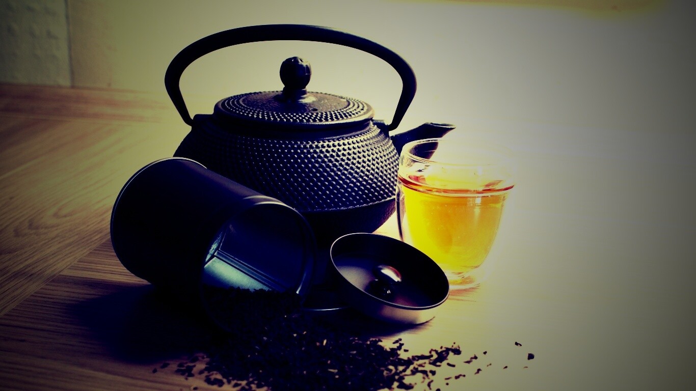 Черный чайный набор обои