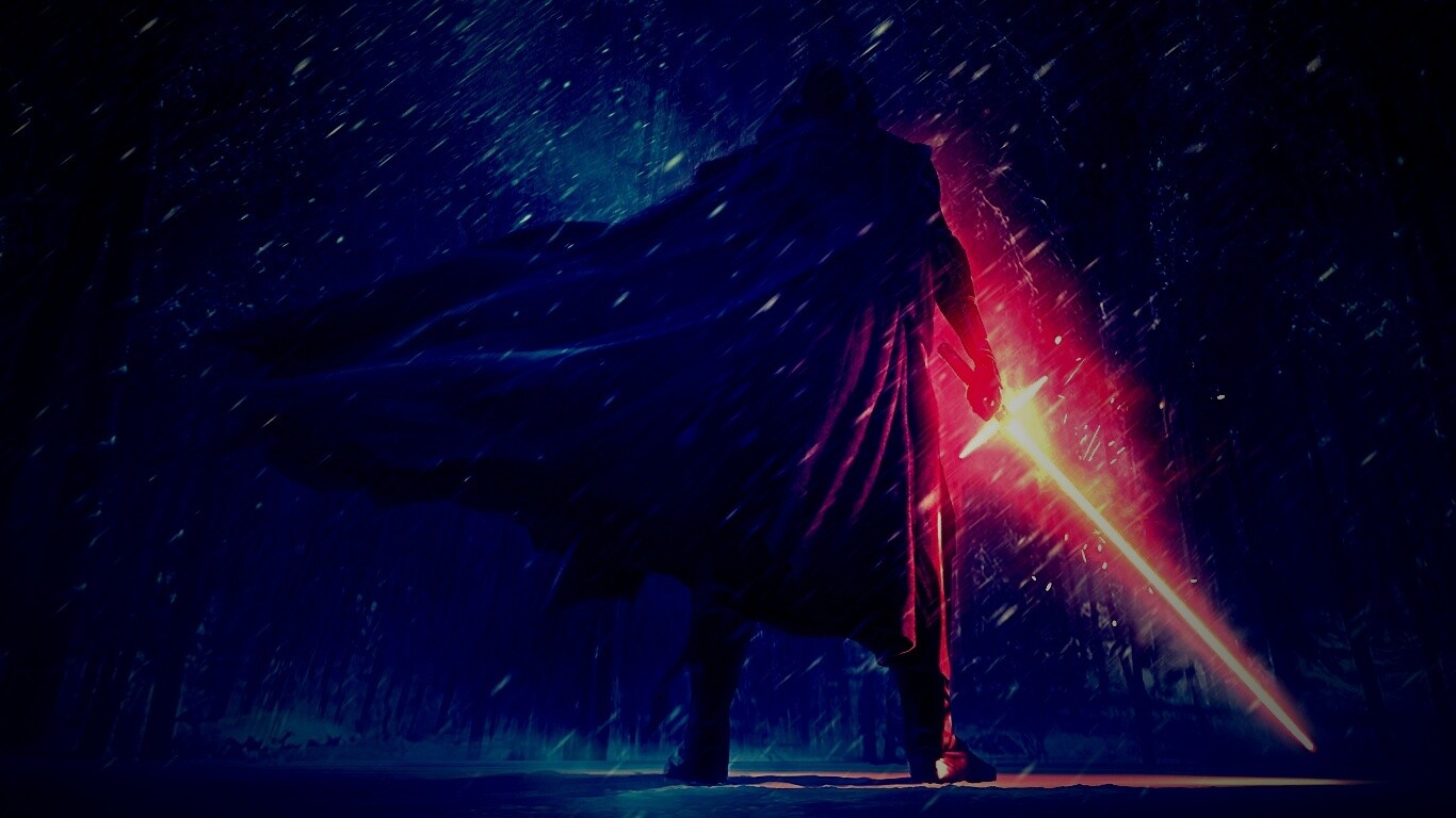 Кайло Рен в зимнем лесу обои