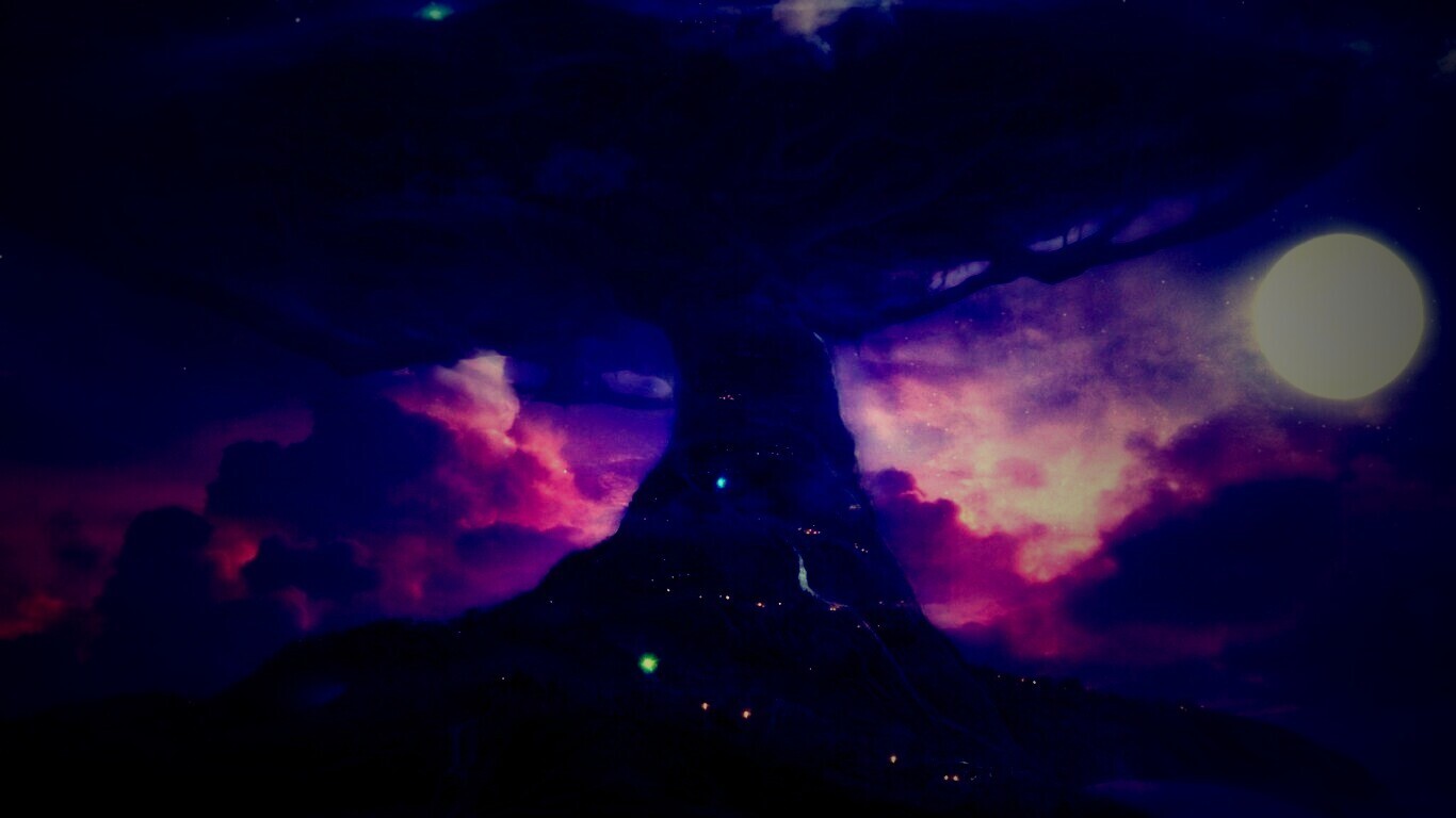 Дерево-город обои