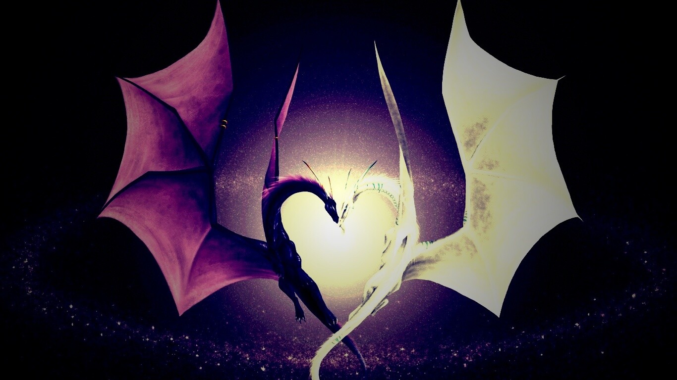 Влюбленные драконы обои