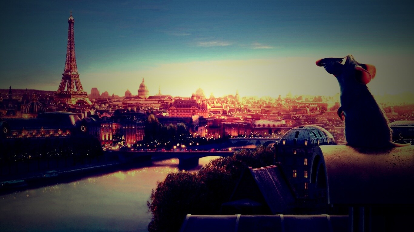 Рататуй на фоне Парижа обои