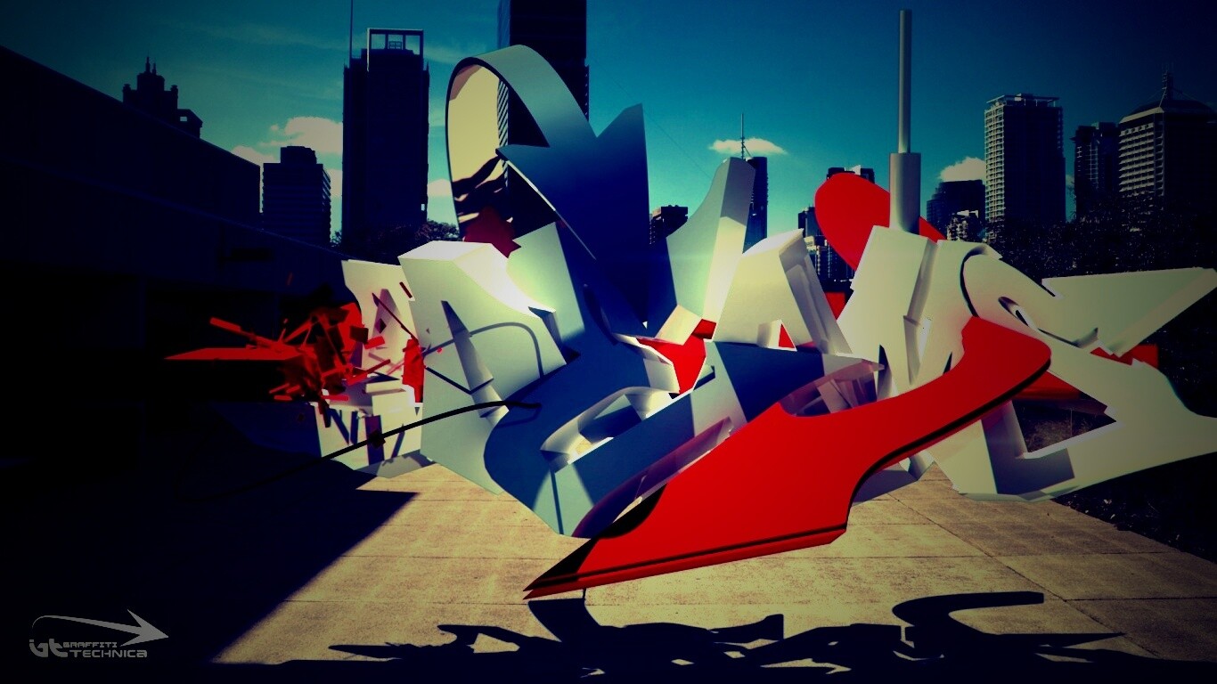 Трехмерное граффити обои