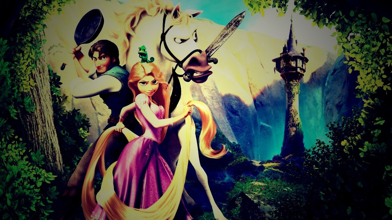 Рапунцель, Флин, Максимус и Паскаль обои