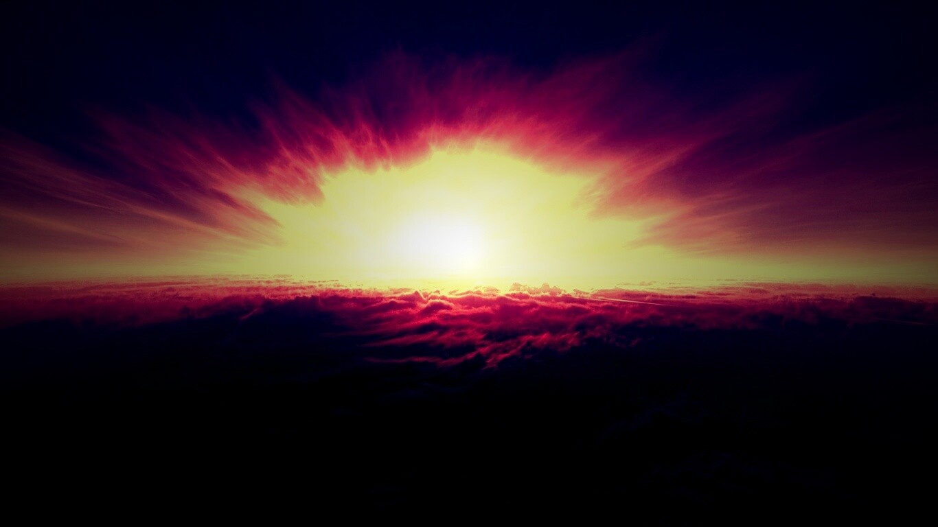 Закат над облаками обои