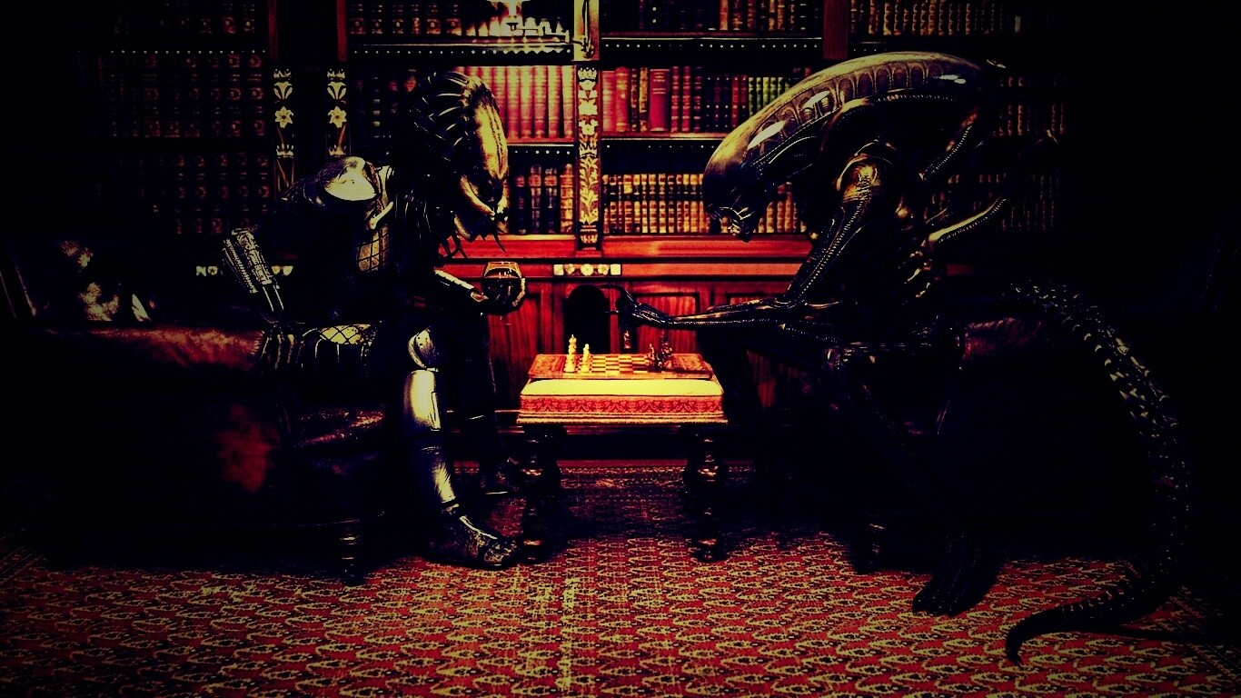 Чужой против хищника в шахматы обои