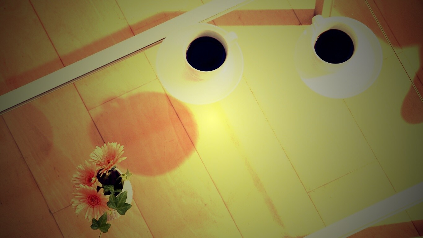 Кофе и цветы обои