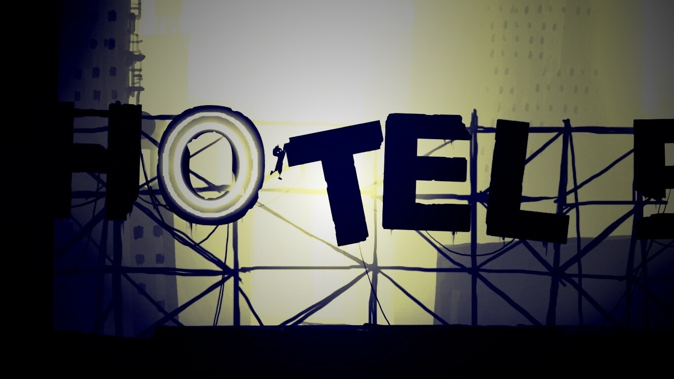 Мальчик из Limbo на вывеске "Hotel" обои