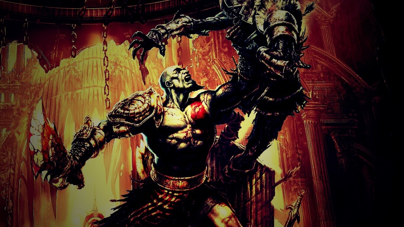 Кратос с мечем обои