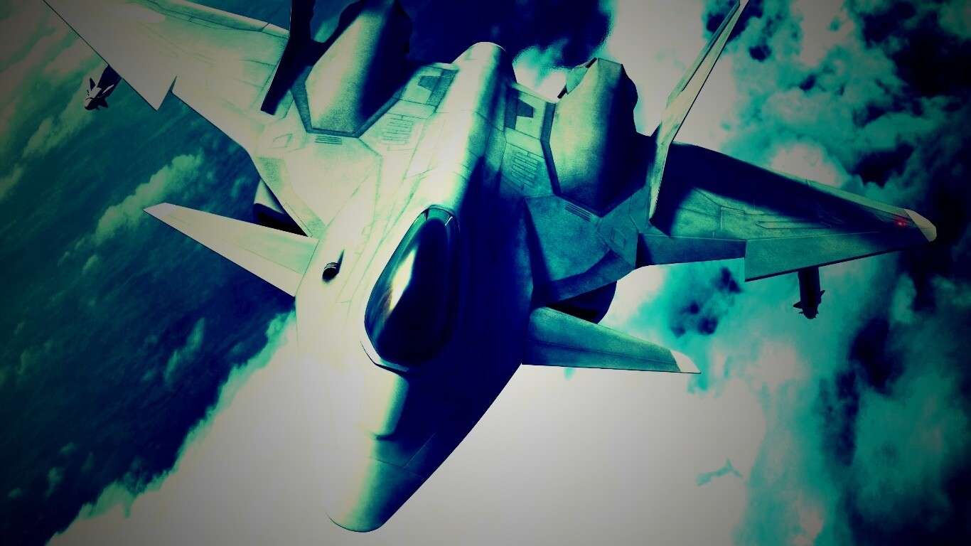 Нарисованный истребитель в полете обои