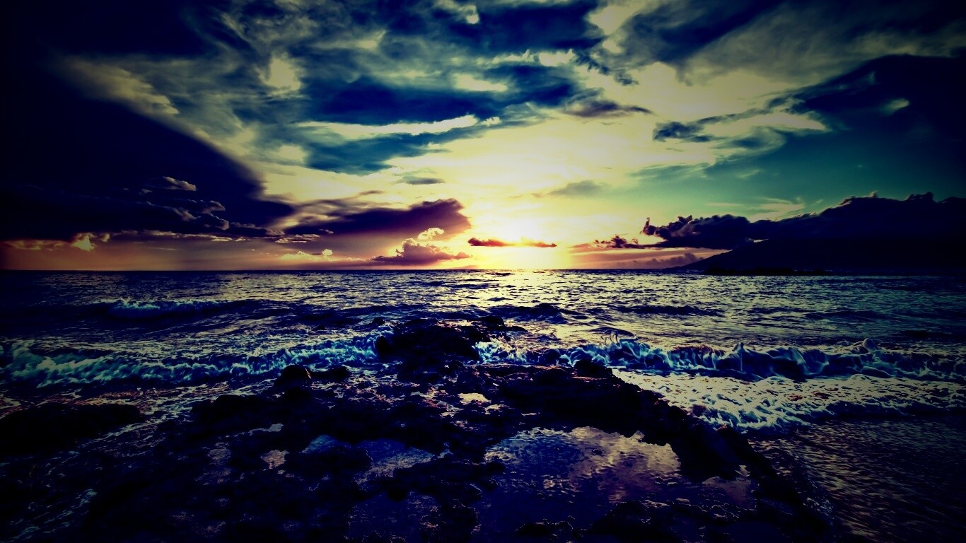 Закат на море обои